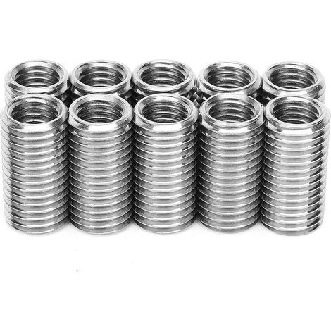 Lot de 10 inserts de réparation de filetage M16 x 2 mâles vers M12 x 1,75 filetage femelle de 30 mm de long en acier inoxydable, manchons autotaraudeuses métriques filetés, fixations