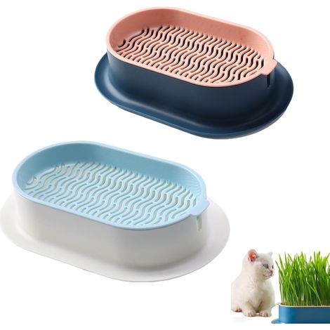 Kit di coltivazione idroponica indoor senza terra con 2 vassoi per erba di grano e erba gatta (2 colori) (1/5)