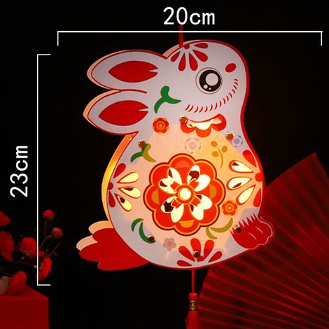 Lanternes à faire soi-même pour le Nouvel An chinois et la Fête des Lanternes : mini-lanternes lapin de jade, kits de bricolage lumineux portables pour enfants, lanternes lapin du Nouvel An, lapin bla (1/5)