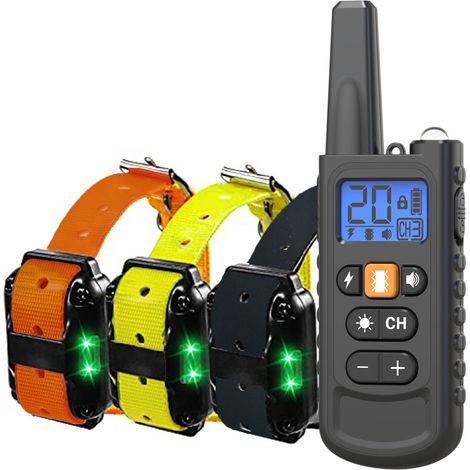 Collier de Dressage pour Chiens Rechargeable,Portée de 3000m,avec Mode Vibration,Son,Choc Statique et Lumière,IPX67 Résistant à L’Eau,Adapté Aux Chiens de Petites et Moyennes Tailles