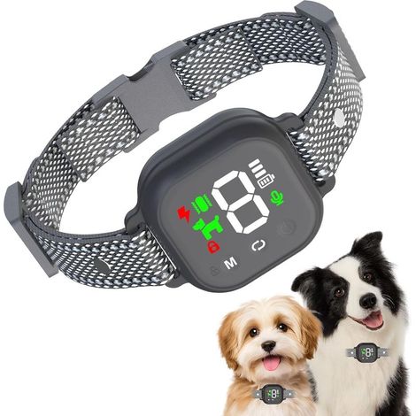 Collier anti-aboiement électrique — 4 modes et 8 niveaux de sensibilité, étanchéité IP67, adapté aux chiens pesant de 8 à 120 lb (réglable) (1/5)