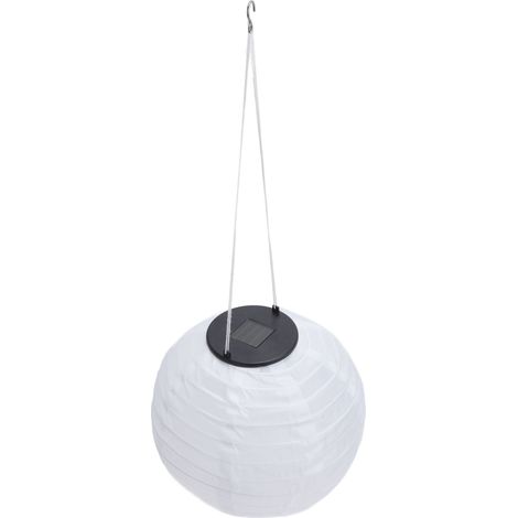 Lanterne chinoise solaire LED étanche en tissu, à suspendre, pour mariage, fête ou jardin, lumière blanche. (1/5)
