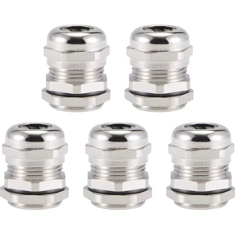sourcing map PG13.5 Presse-étoupe 6mm-12mm Fil Trou Imperméable Metal Joint Réglable Contre-écrou avec Rondelle 5Pcs (1/5)