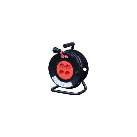 Enrouleur électrique 25 mètres – 4 prises avec sécurité enfant – Indice de protection IP20 – Puissance 1100W câble enroulé – Velamp
