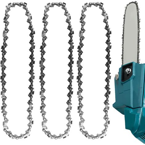 3 x 25 cm Chaîne de scie 3/8"LP 40 maillons de conduite 1,1 mm à faible rebond pour tronçonneuse à batterie, chaîne compatible avec barre de 10 pouces, remplacement compatible avec Makita DUC254Z (1/5)