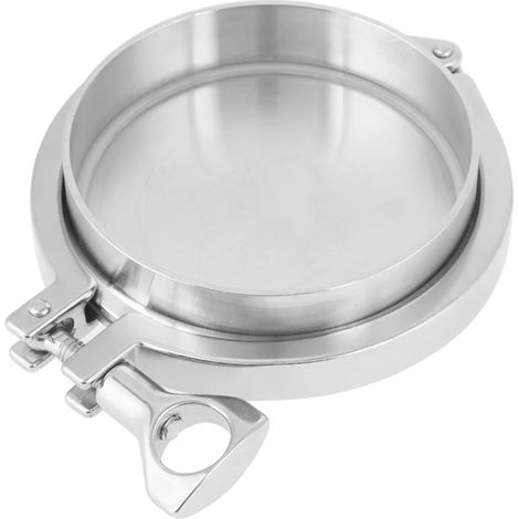 Raccord de tuyauterie sanitaire en acier inoxydable 102mm 4" - Bouchon bout, virole à souder, collier et joint (lot de 1) (1/5)