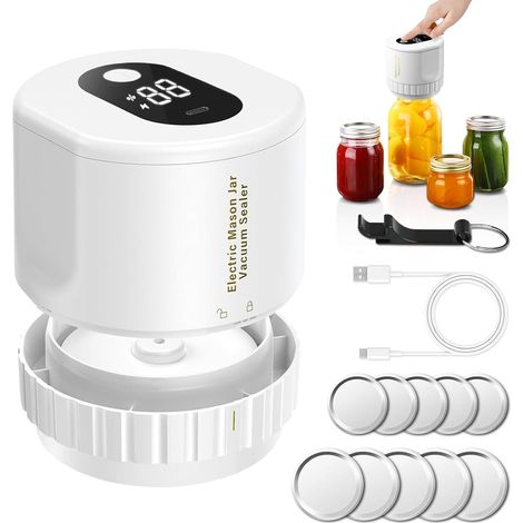 Machine à emballer sous vide pour bocaux Mason, kit de mise sous vide électrique pour le stockage et la fermentation des aliments, blanc (1/5)