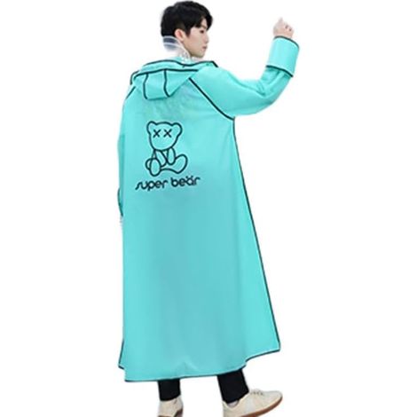 Aramox Manteau de Pluie Complet en EVA pour Adulte avec Fermeture éclair Imperméable, Double Bord de Chapeau et Cordon de Serrage Réglable pour Homme et Femme, Randonnée, Cyclisme, Marche, Temps (1/5)