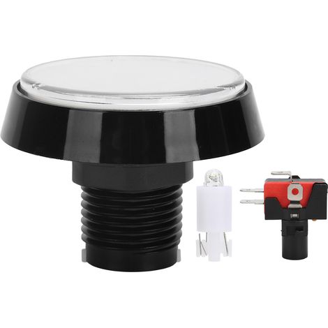 Bouton rond plat lumineux 60mm avec interrupteur 3 pieds pour grue de jeu - Blanc (1/5)