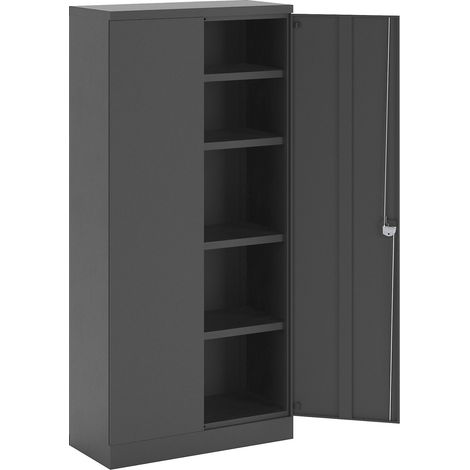 Armoire métallique Nilas 1950 x 915 x 421 mm – 4 tablettes réglables jusqu'à 45 kg – Structure en tôle d'acier époxy – Serrure à cylindre – Eurokraftbasic