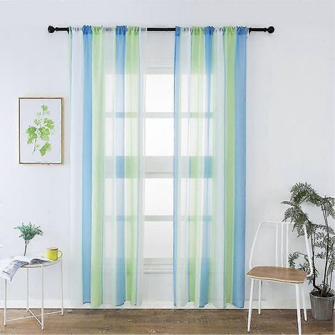 Rideaux à rayures 100x200cm, transparents et élégants pour la maison, la cuisine et la chambre. (1/5)