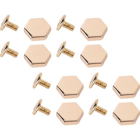 50-teiliges Set Sechskantnieten mit Schlitzschrauben, 10 mm, Zinklegierung, Bindenieten, Lederverschlüsse für Gürtel, Taschen, Bastelarbeiten, Hellgold (1/5)