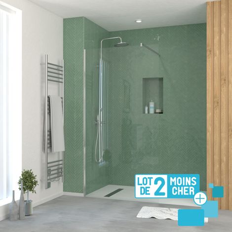 Lotto di 2 pareti doccia 100x195cm Vetro Temperato 5 mm - Profili e Barra di supporto Cromati