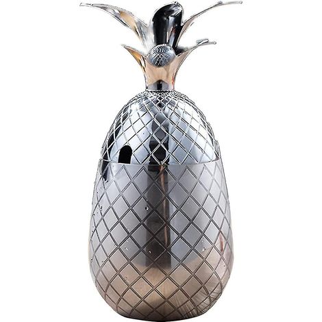 Seau à glace ananas avec couvercle - seau à glace en métal inoxydable - accessoire de cocktail - idéal pour les festivals de bière et les fêtes. (1/4)