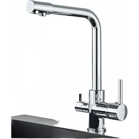 Robinet de cuisine à eau filtrée à un trou, adapté à la grue de cuisine, à l'installation sur le pont, au robinet mélangeur chaud et froid (1/5)