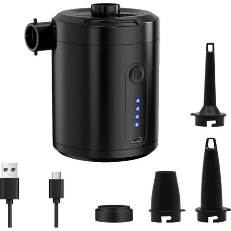 Electric Air Pump, 4000Pa Portable Inflatable Pump with 4 Nozzles, 5200mAh, Electric Air Pump with Inflation and Dump Function, for Swimming Ring, Vacuum Bag (1/5)