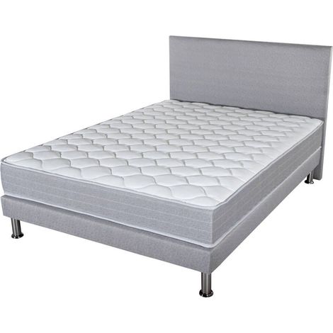 Matelas Madere + sommier + tête de lit 140x190 SR9 - Gris clair - Soutien ferme (1/5)