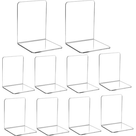 10 serre-livres acrylique transparents pour chambre et bibliothèque