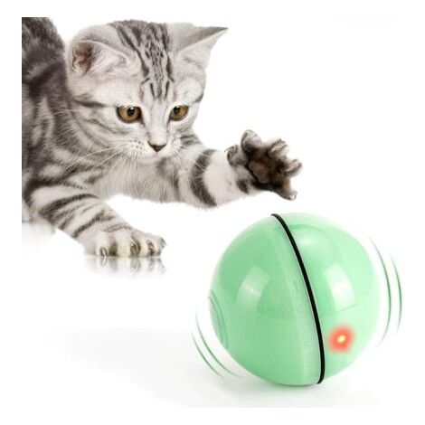 Jouet pour Chat, Balle de Jouets avec lumière LED, Rotation Automatique à 360 Degrés et Chargement USB Jouet Interactif pour Chat, pour Animaux Chien Chatons (Vert Clair) (1/5)