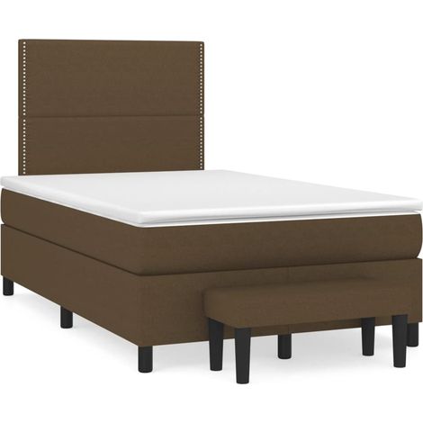 Maison Exclusive - Cama box spring con colchón tela marrón oscuro (1/5)