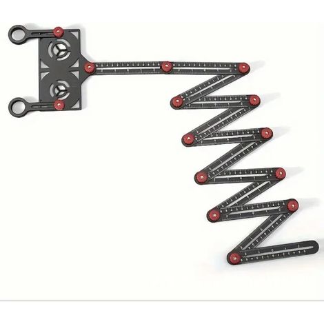 Règle de mesure multi-angle, outil de gabarit d'angle à 12 segments, localisateur d'ouverture de carrelage en aluminium, outil cadeau pour hommes (règle à 12 côtés avec localisateur de foret) (1/4)