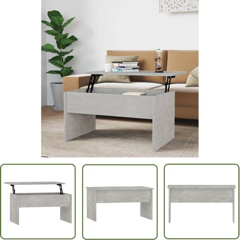 The Living Store Couchtisch Betongrau 80x50,5x41,5 cm Holzwerkstoff - Couchtisch - Wohnzimmertisch - Holzwerkstoff - Betongrau - Höhenverstellbar (1/5)