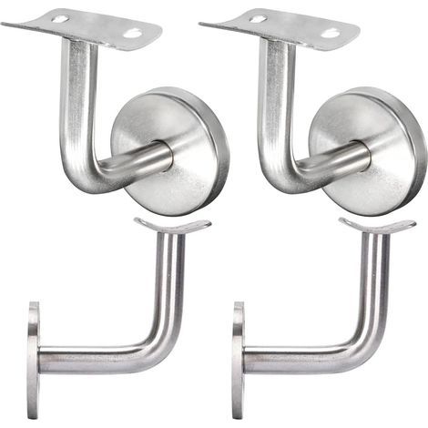 Stainless steel handrail bracket, fixed curved stair railing bracket 60 x 60 mm (4 pieces, silver) (1/5)