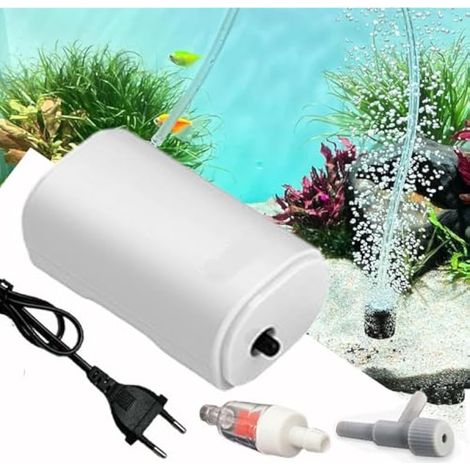 Pompe à air pour aquarium, 25 décibels, 200 l/h, pompe à oxygène pour aquariums jusqu'à 100 l, avec accessoires. (1/5)