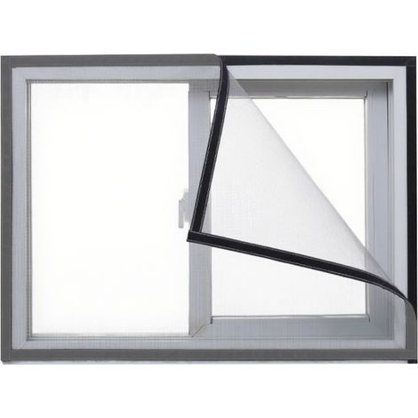 Moustiquaire auto-adhésive à mailles fines, grise, disponible en plusieurs tailles (Gris - 120 x 130 cm) (1/2)