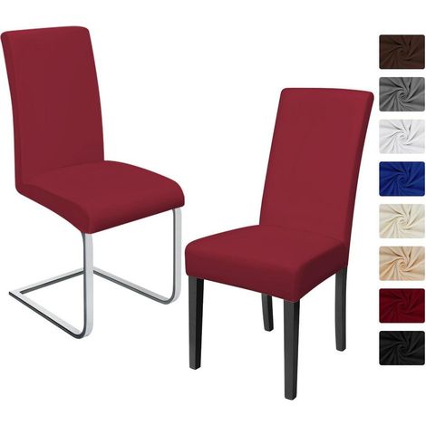Housses de chaise extensibles 2 pièces, bordeaux, lavables, pour cuisine et salle à manger (1/5)