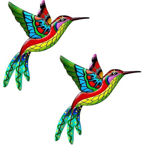 Décoration murale extérieure en métal jaune - Oiseau décoratif en métal 3D (1/5)