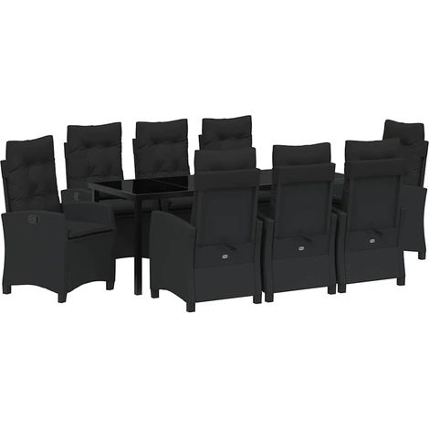Maison Exclusive - Set da Pranzo per Giardino con cuscino 9 pcs Nero polyrattan