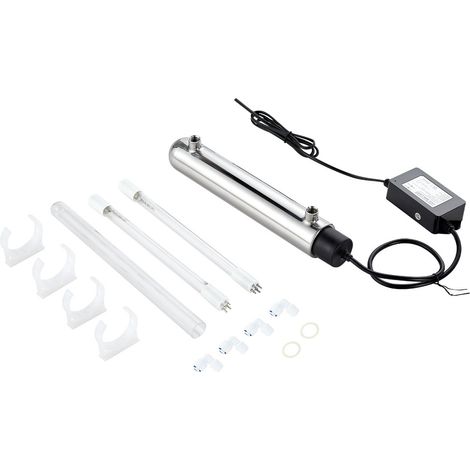 Purificateur d'Eau UV 12 W 3,785 L/min, Filtre à Eau Ultraviolet avec Boîtier en Acier Inoxydable, Filtration pour Toute la Maison avec Manchon en Quartz, Adapté pour la Douche Boire Nettoyage (1/5)