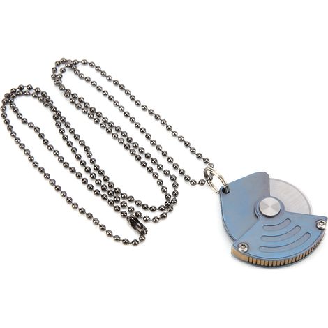 Couteau de Poche Pliable Miniature en Titane avec Collier en Forme de Pièce Bleu, Manche en Acier Inoxydable (1/5)