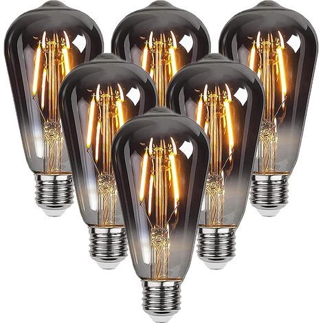 Bombilla Edison, 6 unidades E27 ST64 4W Bombillas LED decorativas vintage Bombillas retro de filamento Blanco cálido antiguo para restaurantes, cafeterías, ventanas, salas de exposición, bombillas inc (1/5)