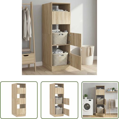Wäschekabinett Sonoma - Wäscheschrank mit Tür Sonoma 50 x 68 x 162 cm Holzwerkstoff (1/5)
