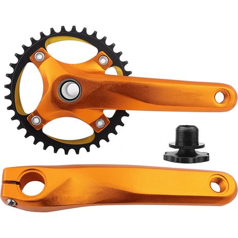 MEIJUN Pédalier Vélo Montagne Aluminium Monovitesse Intégré Plateau Doré (1/5)