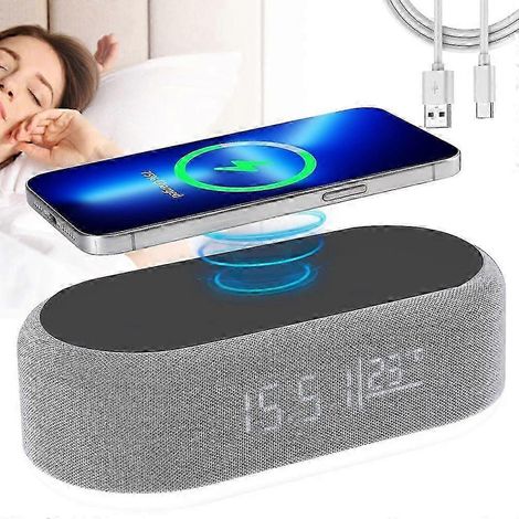 Ce réveil numérique quatre-en-un prend en charge la charge sans fil, la charge rapide 15W, l'affichage de la température, la veilleuse et le réglage de la luminosité. (1/5)