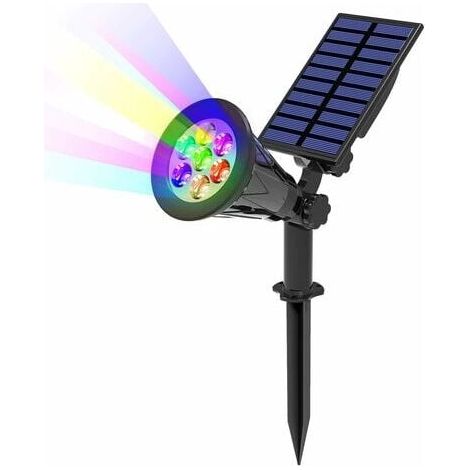 LED Solar Lights, 2 Pack Solar Spotlights with 7 Color Changing, IP65 Waterproof Wireless Outdoor Garden Lamp with 180° Adjustable Solar Spotlight for Garden, Yard, Outdoor Area MUMU (1/4)