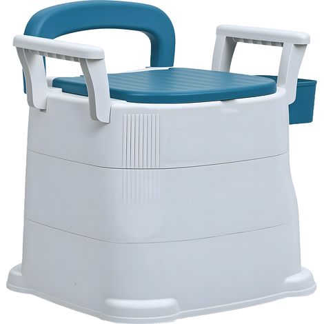 FIANAO – Chaise percée portable pour adultes – accoudoirs amovibles, 150 kg – pour personnes âgées – 46 × 42 × 47 cm, blanc (1/5)