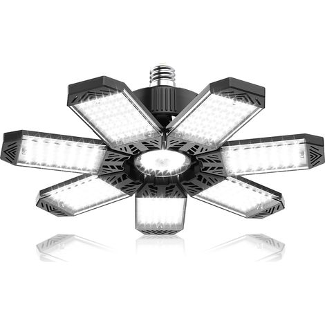 160W Éclairage LED Garage - 20000LM Puissant Plafonnier LED Garage Déformable à 7 Panneaux Ajustables 6500K Lumière Garage E26 / E27 Plafonnier LED pour Garages, Entrepôt, Cave, Atelier (1/5)