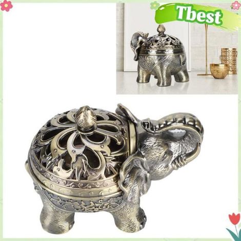 Tbest brûleur d'encens sur pied Brûleur d'encens en forme d'éléphant, ornement luminaire decoration Couleur Laiton Antique (1/4)