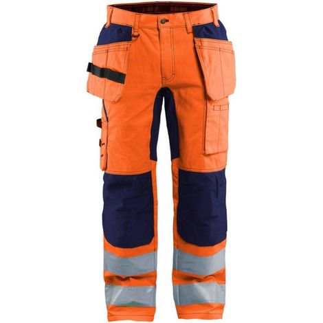Pantaloni da lavoro alta visibilità stretch artigianale 1552 - Arancione fluorescente/Marine XL - FR(50) - SE(C56) - Standard (1/4)