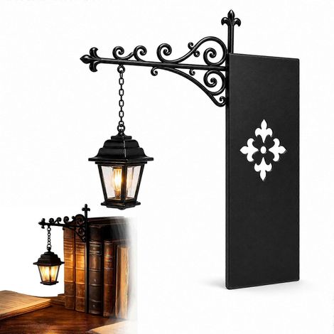 Lampe de bibliothèque lanterne, suspension LED vintage, éclairage chaleureux pour coin lecture, bibliothèque personnelle ou espace de lecture. (1/5)