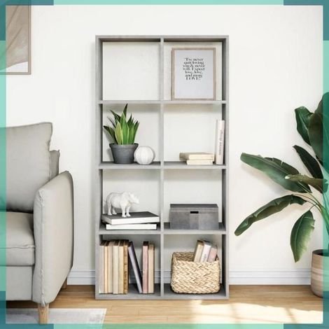 858024 étagère séparatrice de pièce gris béton 69,5x29x137,5 cm (1/5)