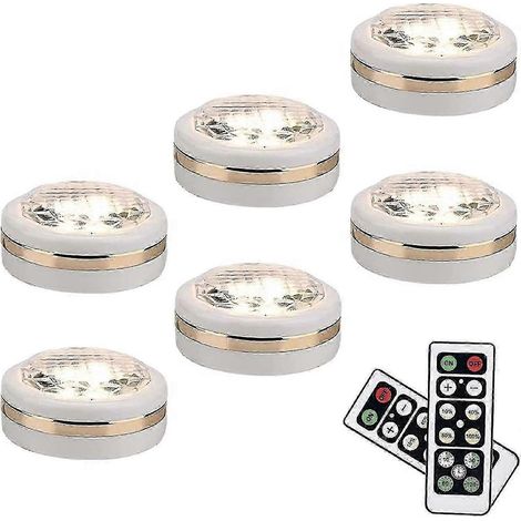 Lot de 6 lampes LED sans fil avec télécommande pour placard ou éclairage sous lampe. (1/5)