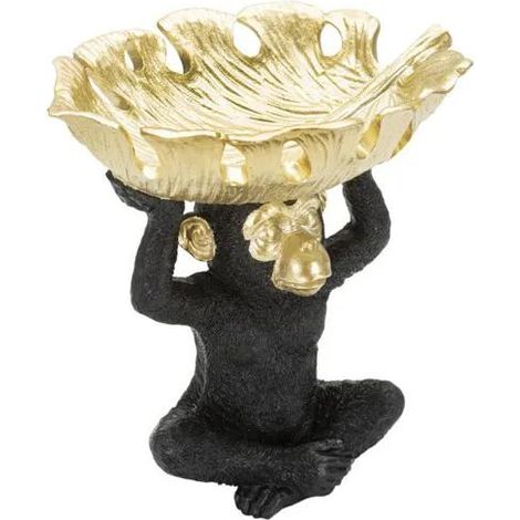 Figura Mono Mauro Ferretti Negro Dorado 24 cm Poliresina