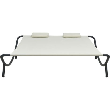 Chaise longue  Transat  Bain de soleil d'extérieur Tissu Crème (1/5)