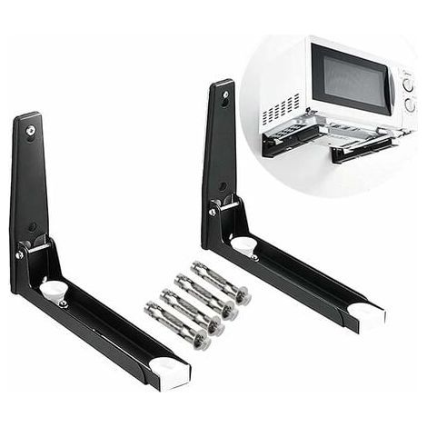 2 Pièces Support Micro Ondes avec Bras, Acier Micro-Ondes Support, Installation Murale Micro-Ondes Support, Support Mural Étagère pour Micro Ondes, pour Accessoires de Cuisine à Domicile (avec vis) (1/5)