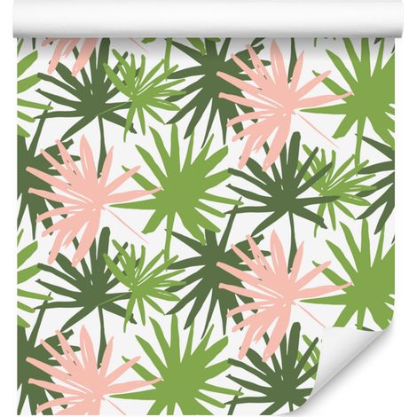 Papier peint à motifs de feuilles de palmier, vert citron et blanc, pour salon et chambre, 50 x 1000 cm (1/5)